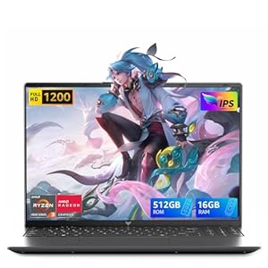 Tivique 16 Zoll Laptop, Ryzen 4300U (Bis zu 3, 7 GHz), Höher als 3500U/3200U/N150/N97, 16GB DDR4 512GB SSD M.2 NVME (2 TB Erweiterung), WiF 5, BT5.0, HDMI, Typ C, Büro- und Studien Laptop