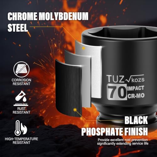 Image of 1 Inch Drive 70mm Standard Metric 6 Point CR-MO Impact Socket