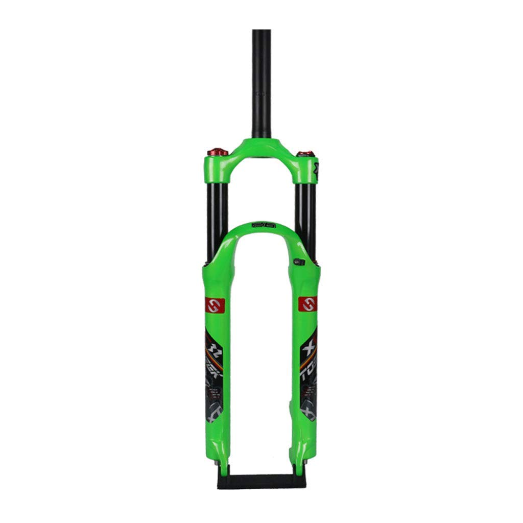 Fourche de VTT à Suspension 26 Pouces, Blocage d'épaule, Freins à Disque, Amortisseur Avant en Alliage d'aluminium (Vert, 26 Pouces)