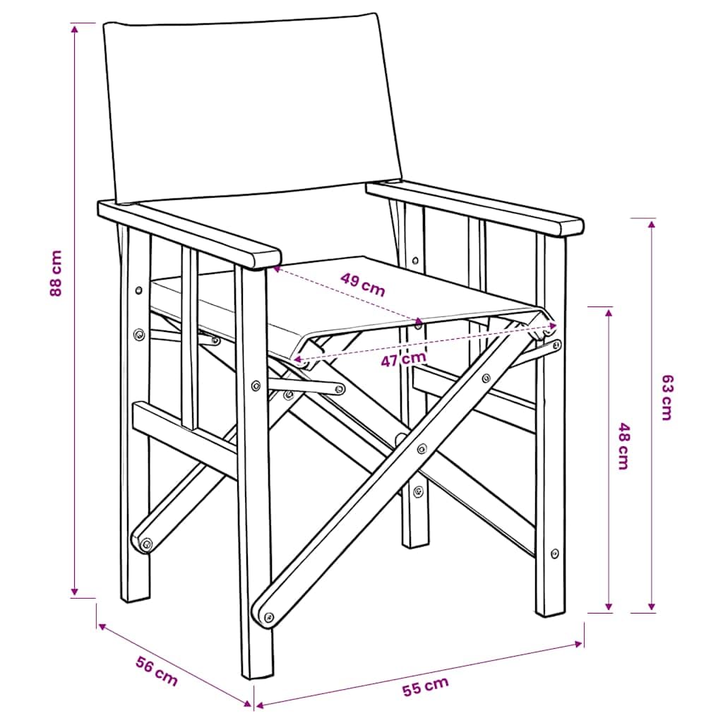Sedia da regista in legno massello di acacia, pieghevole, resistente alle intemperie, con schienale e braccioli, per giardino, balcone, terrazza, campeggio, esterni, marrone, crema, robusta