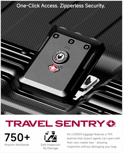 Image of LUGGEX Checked Suitcase with Spinner Wheels, 8010S Aluminum Frame Zipperless Polycarbonate Hard Shell Suitcase (ZX-Core, Black, 30 Inch)
