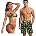 Gekhuqory Jamaica Flag Design Matching Bathing Suits for Couples Beach Bathing Suit Fashion Mens Swim Trunks Family Matching Swimsuits His and Her Swimsuits Matching Sets S L