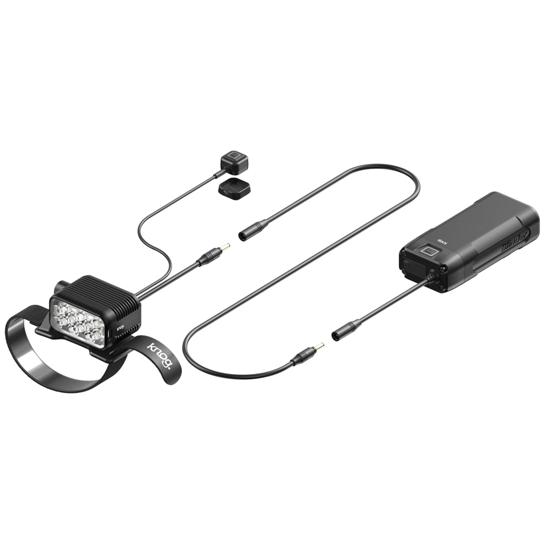 Knog Blinder X 2300 - Kit di luci per casco da bicicletta, 2300 lumen, con batteria esterna, impermeabile IP67, con attacco USB-C, ricaricabile, luce per bicicletta per guida notturna