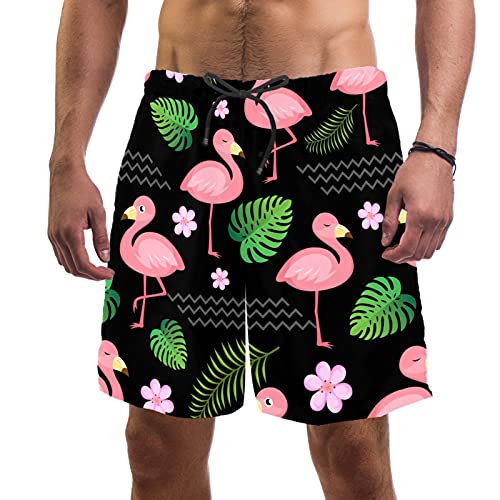 Short de bain homme idéal pour la plage avec son motif flamant rose exotique