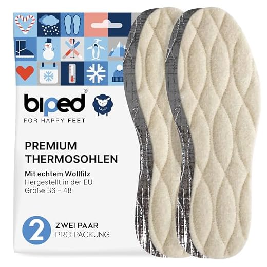biped 2 Paar Winter Einlegesohlen - Schuheinlagen aus echter Lammwolle - Wärmende Thermo Einlagen mit Aluminium Unterseite z2391(42)