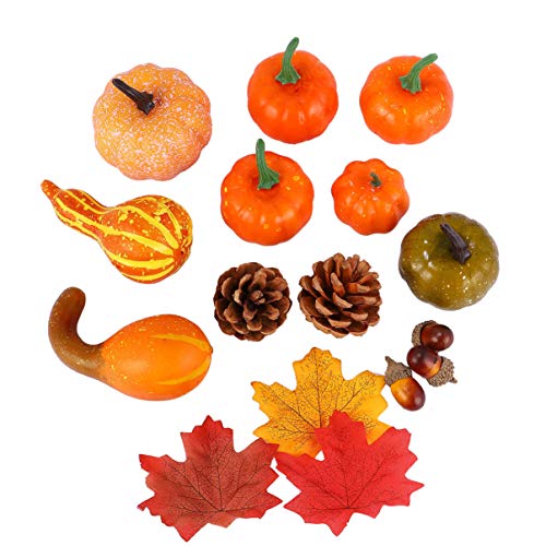 STOBOK 50 Pcs Mini Abóboras Artificiais Folhas de Bordo Falsas Bolotas E Pinhas Falsas Decoração Rús
