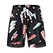 BOOMLEMON Mens Mesh Graphic Print Shorts Casual Fashion Cool Shorts Summer Active Basketball Streetwear Short Pants(#7102 Black M)