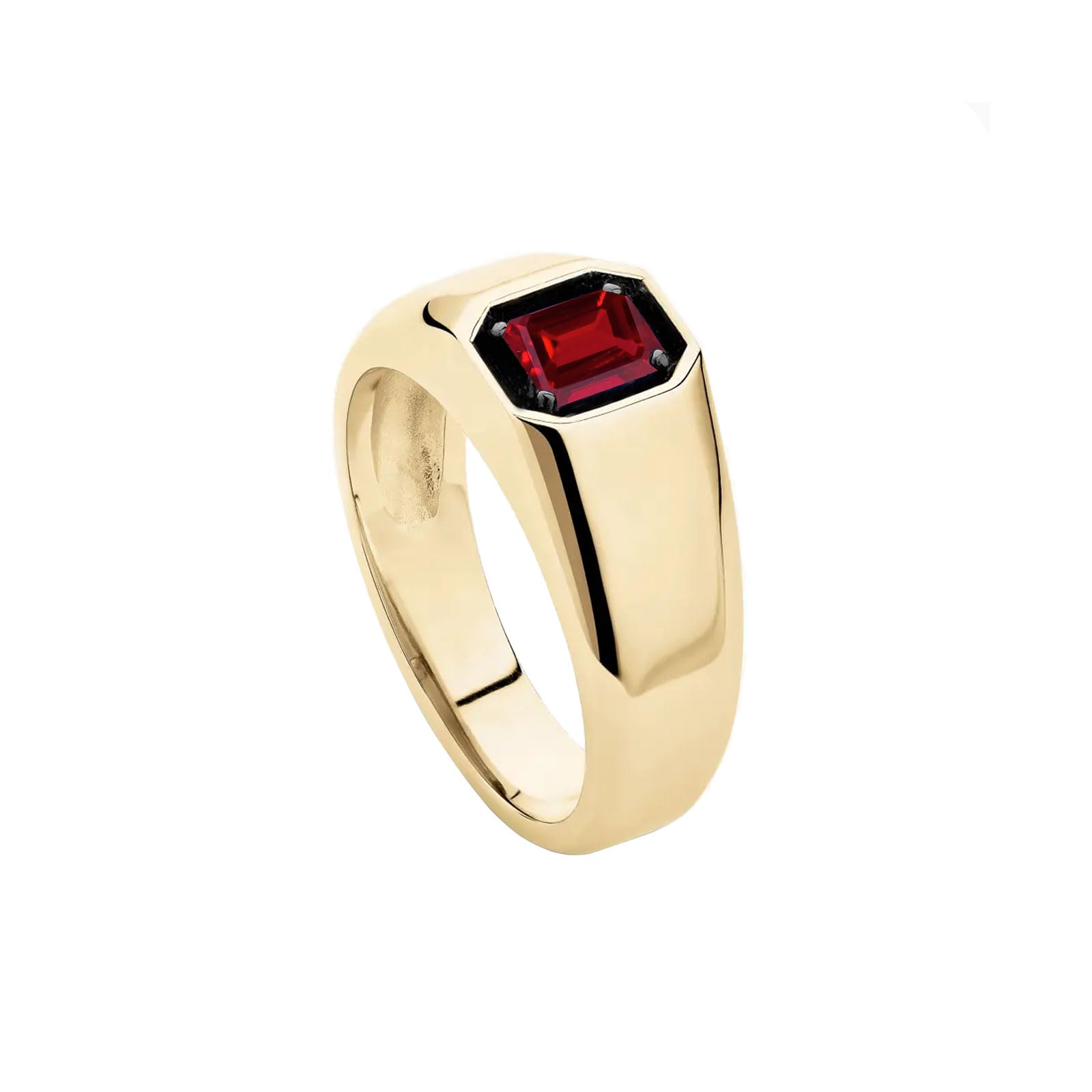 10K 14K 18K Gold Men's 2 Carat Emerald Cut Gemstone Ring Custom Gemstone Birthstone Pinky Ring for Men Jewelry Gift for Him