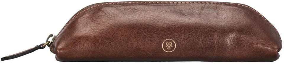 Maxwell Scott - Personalized Luxury Leather Pencil Pens Case with Zip Openinge - The Felice - Chestnut Tan