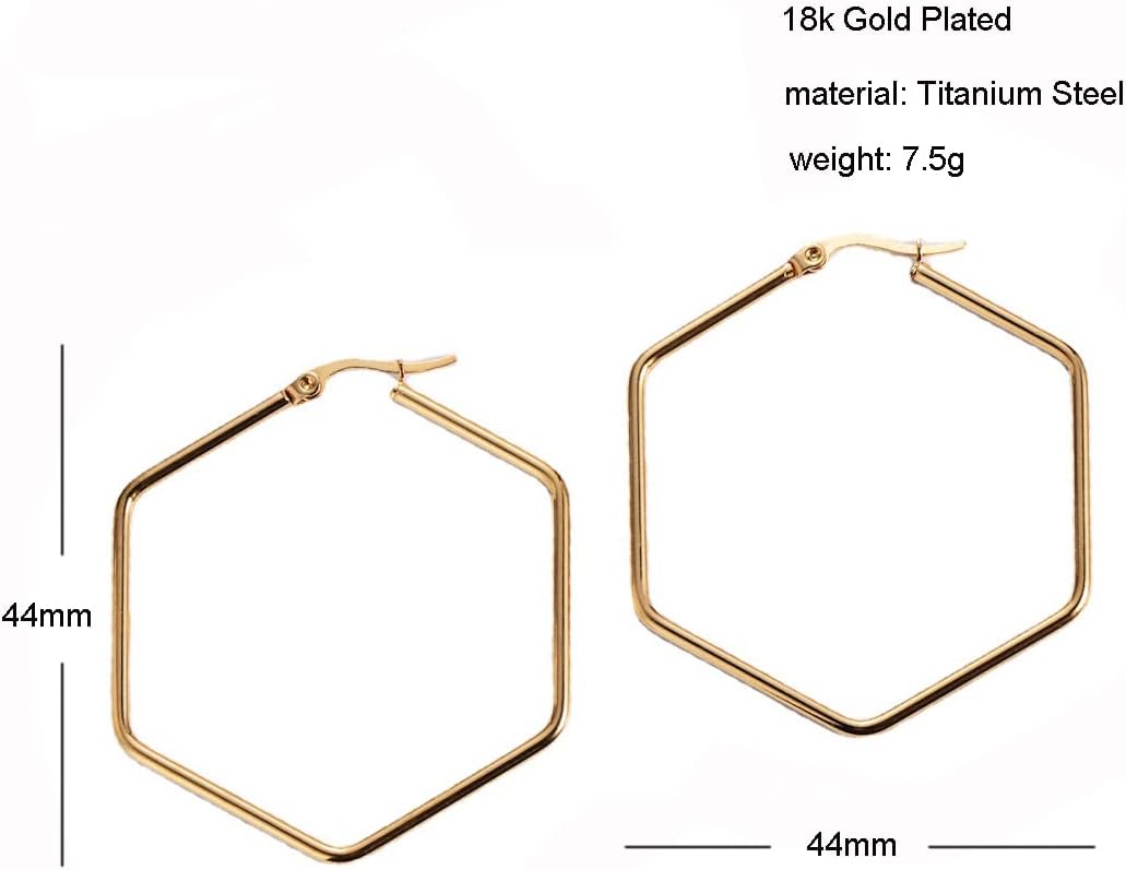 18K Gold Plated Minimalist 316L Titanium Steel Large Hoop Earrings Jewelry