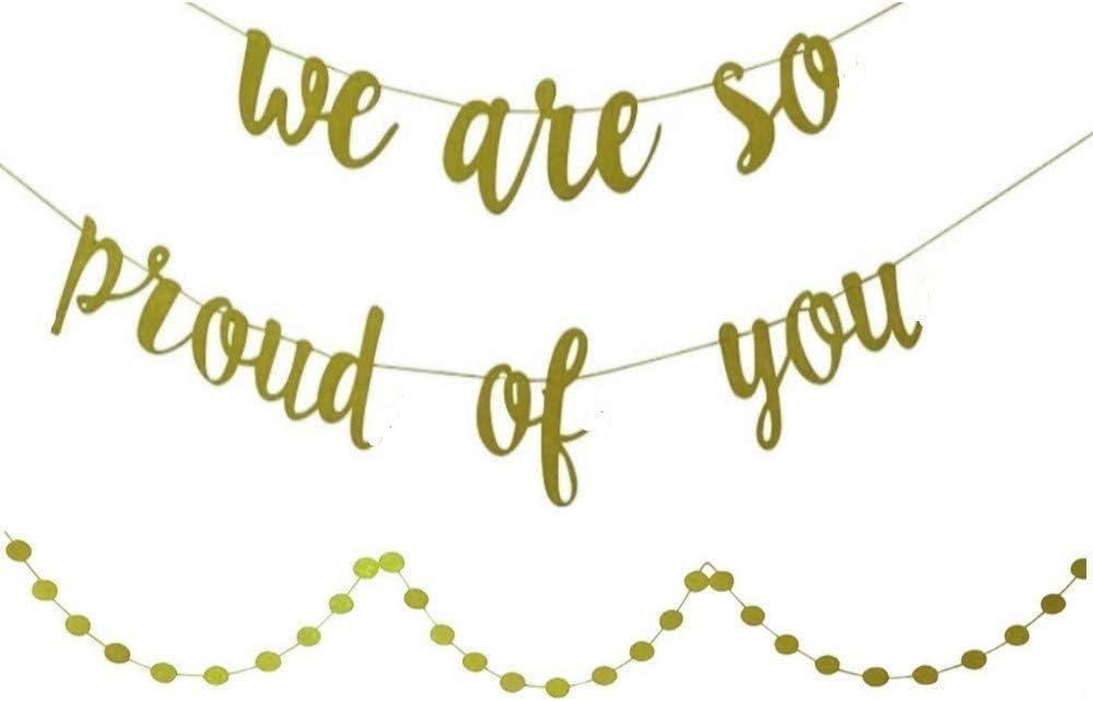 YOFEY1 | Graduation Decorations, Graduation party decorations 2023, Graduation Party Supplies 2023 ,We Are So Proud Of You Banner, With Gold Glittery Circle Dots Garland, Congratulations Banner,Congrats Banner
