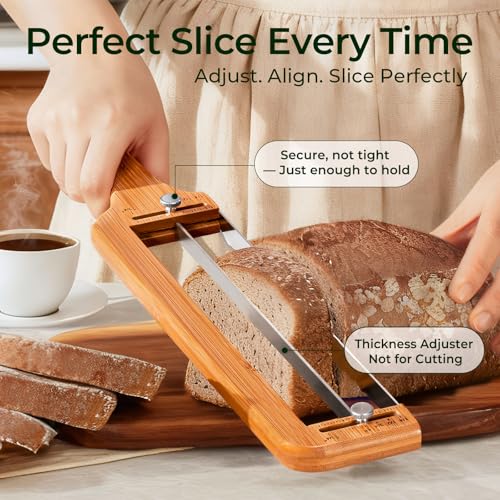 keechee Bread Pilot Adjustable Bread Knife – Upgraded Bread Slicer for Homemade & Sourdough Loaves, Serrated Stainless Blade with Precision Thickness Guide, Gift for Artisan Bakers #1