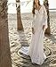 Bohemian Beach Wedding Dress Long Bell Sleeves Lace Bridal Gown with Train Style A All in Ivory US 6