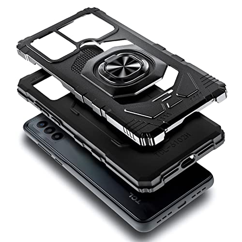 Nznd Case For Tcl 30 Se With Tempered Glass Screen Protector (Maximum Coverage), Full-Body Protective [Military-Grade], Magnetic Car Ring Holder, Heavy-Duty Durable Cover Case (Black) #TOP2