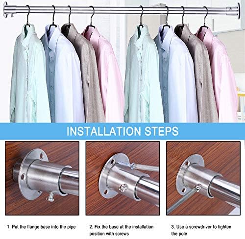 Myukbest 4PCS Wardrobe Bracket, Wardrobe Rail Rod Pole Socket, Wardrobe Pipe Bracket, Stainless Steel Rod Socket Flange Set, Wall Mount Hanging Rail End Supports for Closet Curtain (25mm)