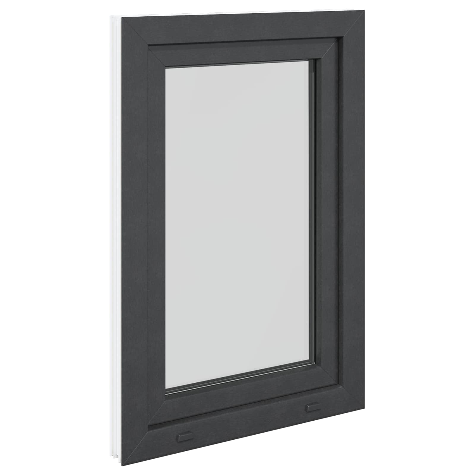 RISOR - Finestra per cantina, 60 x 100 cm, in PVC e vetro, antracite, con telaio a 5 camere, funzione di inclinazione e rotazione, protezione termica, insonorizzazione, vetro isolante per