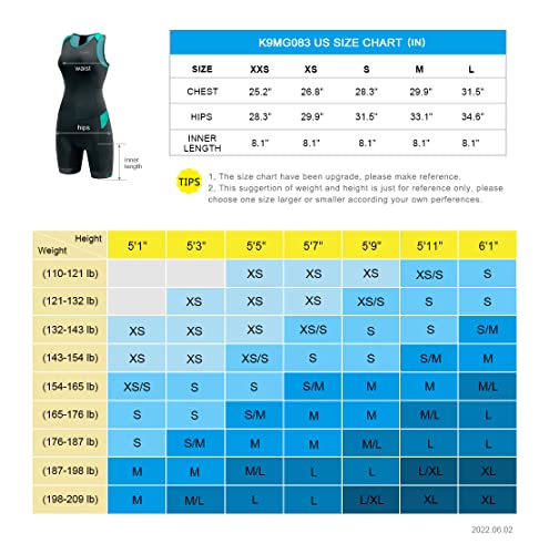 Trisuit Damen Santic Triathlonanzug ärmellos Einteiler Schwarz-Grün XS