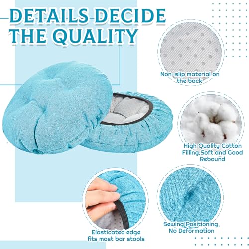 Image of Marsui 2 Pieces Bar Stool Cover Non Slip Padded Cushion, 12 Inch, Lake Blue