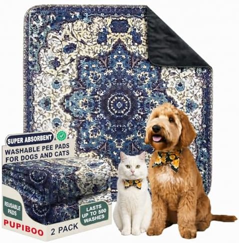 PUPIBOO Washable Pee Pads for Dogs and Cats - Super Absorbent Reu...