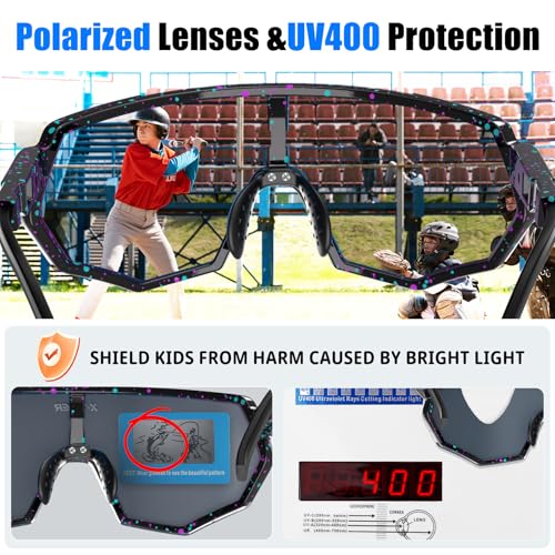 Image of X-TIGER Polarized Youth Baseball Sunglasses UV400 Kids Sunglasses Boys Girls 8-12 Youth for Softball Cycling Sports Glasses