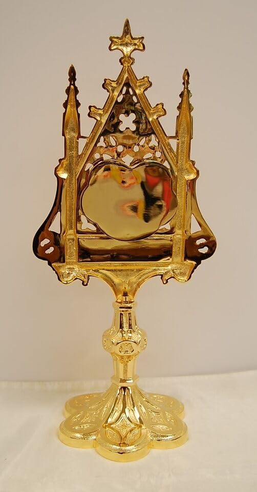 Miniatura 6 de Relicario gótico adornado grande para su reliquia, chapado en oro (CCG-88G)