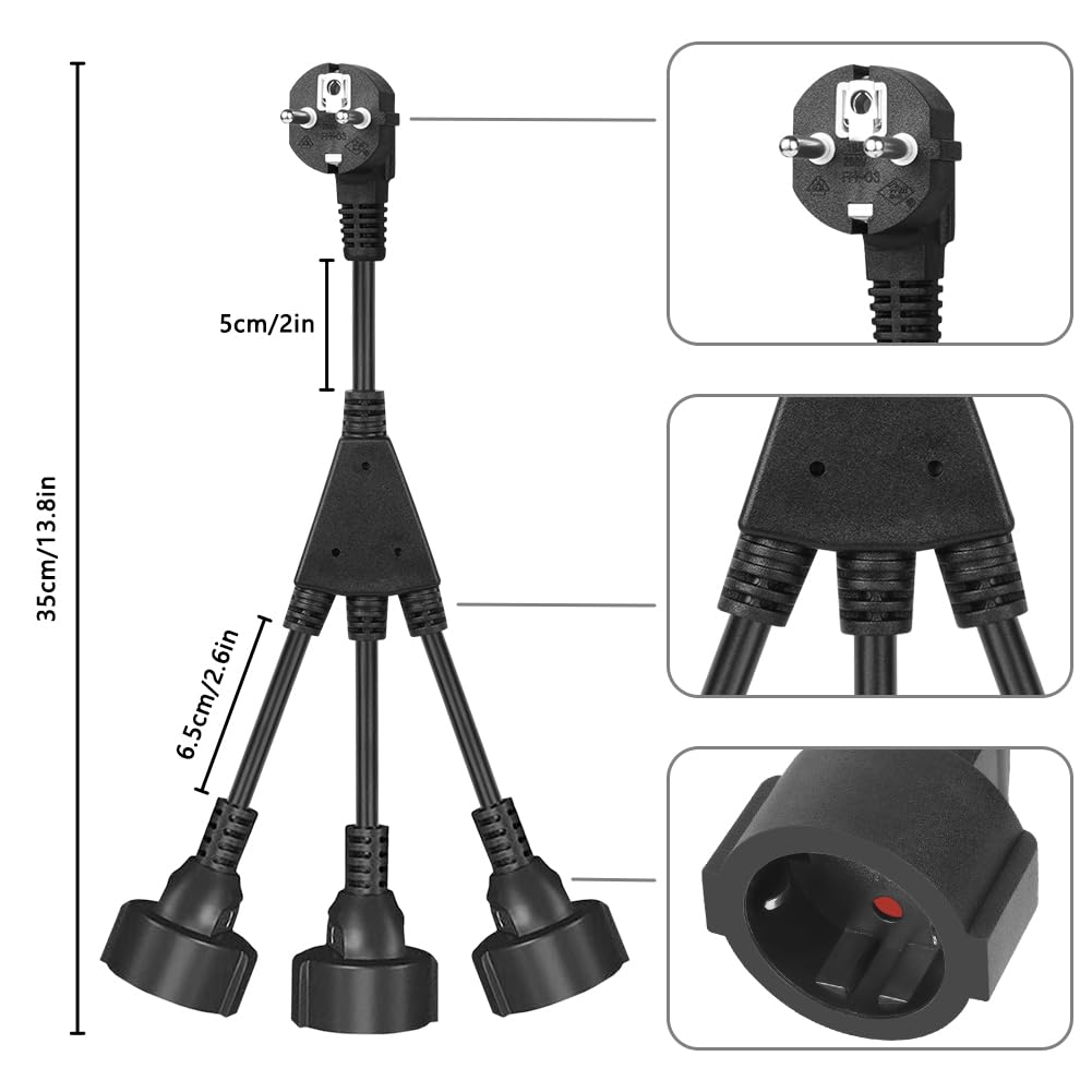 URAQT Защитный удлинитель 250 В 16 А короткий удлинитель с 3 вилками IP44 Multi Plug для кухни офиса дома