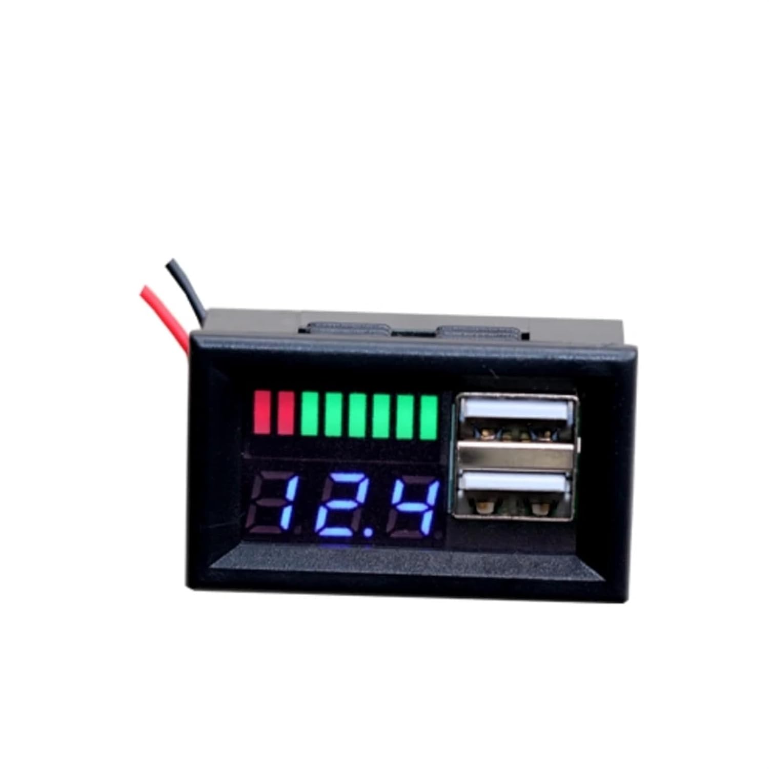 LED Digital Display Voltmeter Voltage Meter Volt Tester Dual USB 5V 2A for DC 12V Cars Motorcycles Vehicles Battery Capacity(Blue)
