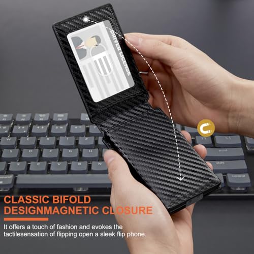 Men's wallet leather aluminium alloy Anti-demagnetization flip Bifold metal multi-functional credit card storage Carbon fiber black wallet for men3