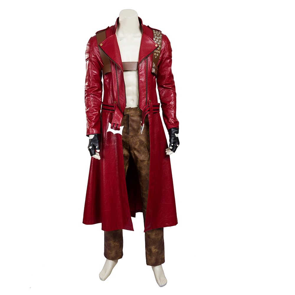Dante Cosplay Costume Game DMC 3 Deluxe Leather Battle Suit Jacket Trench Pants Adult Halloween Party Outfits
