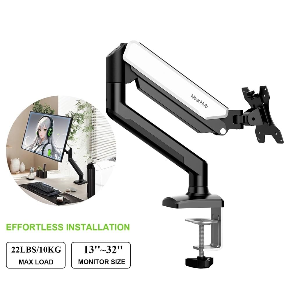 Staffa di montaggio a braccio singolo, regolabile a 180°, girevole a 360°, supporto per monitor