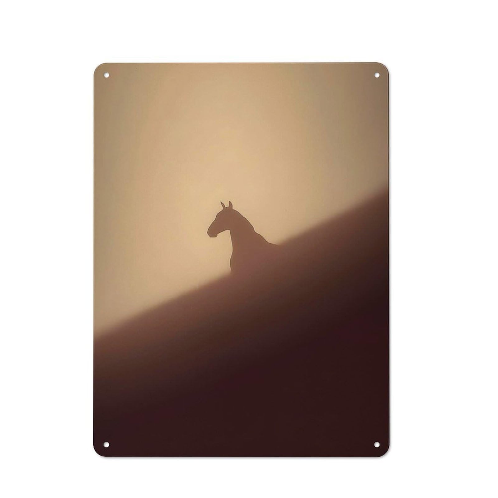 Junmoney Style-9 Metal Wall Sign 40X30cm Featuring Silhouette Of A Horse In Fog For Garage Or Workshop, For Garage, Workshop And Man Cave Decoration