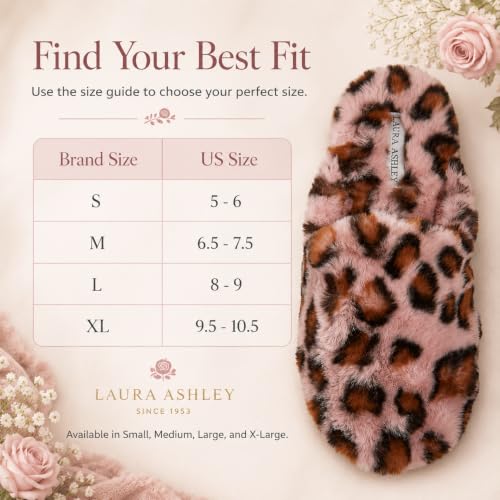 Image of Laura Ashley Ladies All Over Plush W /Memory Foam Slippers