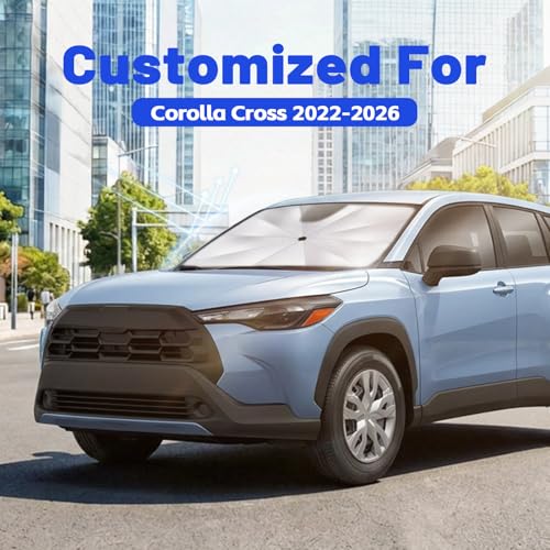 Image of Car Windshield Sun Shade for Toyota Corolla Cross 2022-2026 -[Reflective Coated Fabric] Sunshade Umbrella for Front Window, Car Shades Sun Visor Keep Car Cool and Protects Interior, 1:1 Exact Fit