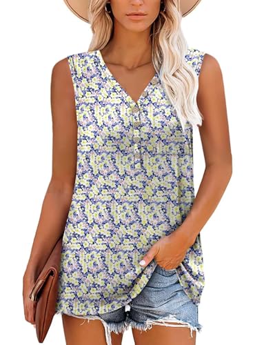 KISSMODA Womens Boho Tops for Summer Sleeveless Tanks Loose Fit Casual Blouse Daily Shirts for Leggings (S-3XL)