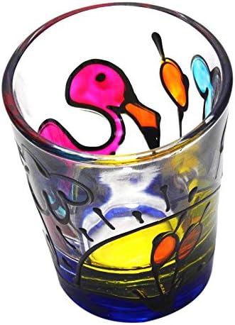 Hand Painted Shot Glass, Flamingo