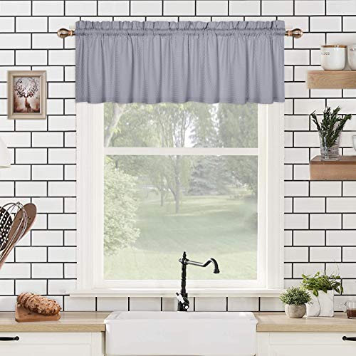 Caromio Valance Curtains For Bathroom, Embossed Textured Soft Microfiber Tailored Kitchen Curtain Valances For Windows, Grey, 60X15 Inches #TOP12