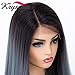 K'ryssma Ombre Blue Lace Front Wig Mixed Color Long Straight Synthetic Wig with Baby Hair L part Deep Parting Blue Ombre Wigs