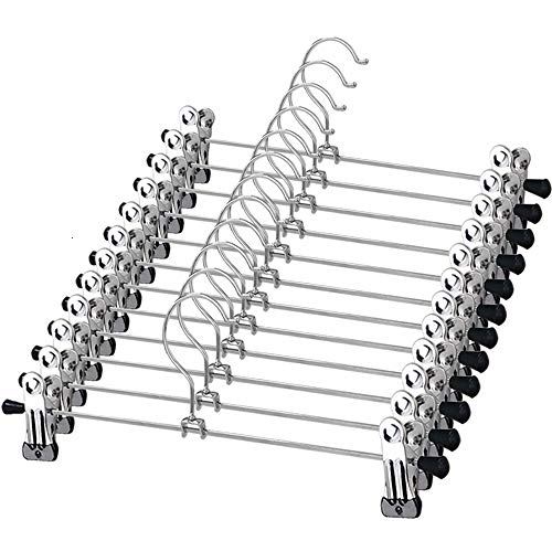 Pants-Hangers-12PCS-Skirt-Hangers-Pant-Hangers-with Clips Slack Hangers Pants Trouser Hangers Clothes Hangers for Pants