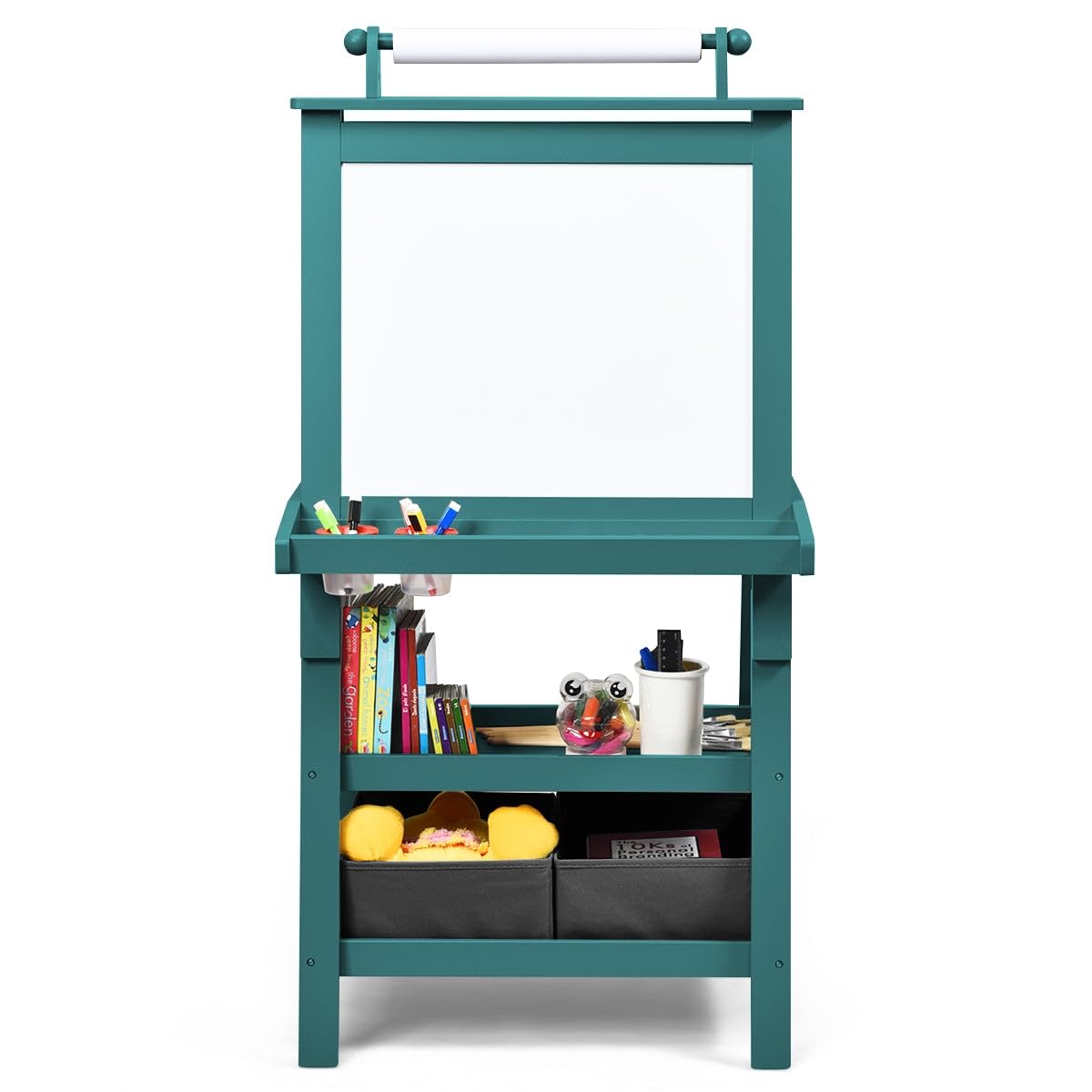 Chevalet 3 en 1 pour enfants double face 59 x 50 x 117 cm pratique avec étagères modernes en MDF bleu 20_0011433