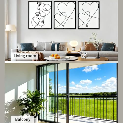Lot de 3 décorations murales abstraites en métal noir baiser - 5