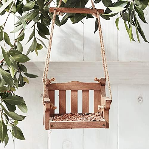 Easylife Wooden Swing Bird Feeder, Cute Bird Bench, Hanging Bench Feed, L23 x D14 x H17cm - Fully Guaranteed | L22.7xD14xH17cm2819