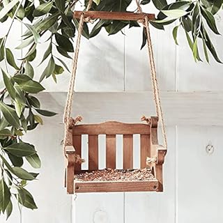 Easylife Wooden Swing Bird Feeder, Cute Bird Bench, Hanging Bench Feed, L23 x D14 x H17cm - Fully Guaranteed | L22.7xD14xH17cm2819