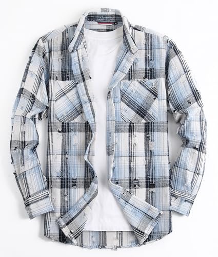 Alex Vando Mens Button Down Shirts Regular Fit Long Sleeve Casual Plaid Flannel Shirt