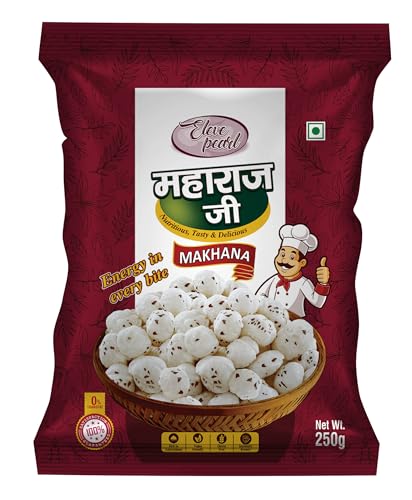 Eleve Pearl Makhana Maharaj Ji Fox Nuts Whole Popped Lotus Seeds for Roasting and Cooking, Uniform Size, Natural Taste, Hygienically Packed, 250 g
