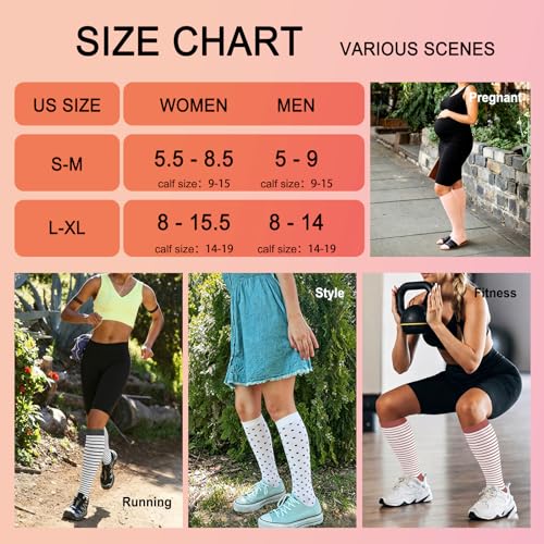 Image of 4 Pairs Compression Socks for Women Circulation-Best Support for Nurses,Running,Athletic,Travel