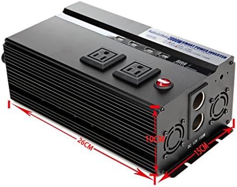 Digital Display 2000W Car Power Inverter DC 12V to AC 110V Modified Sine Wave Converter wtih 4 USB Ports & Adapters for Device Electronic Charging, 3 Year Warranty