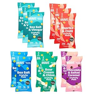BRAVE Roasted Peas: Variety 12 Multipack – Healthy Snack, High Protein, Low Calorie (12 x 35g packs)