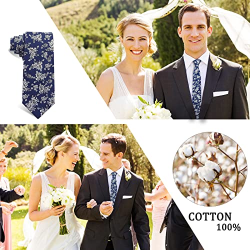 Image of Mantieqingway Men's Cotton Floral Neck Tie 2.56'' Printed Skinny Tie