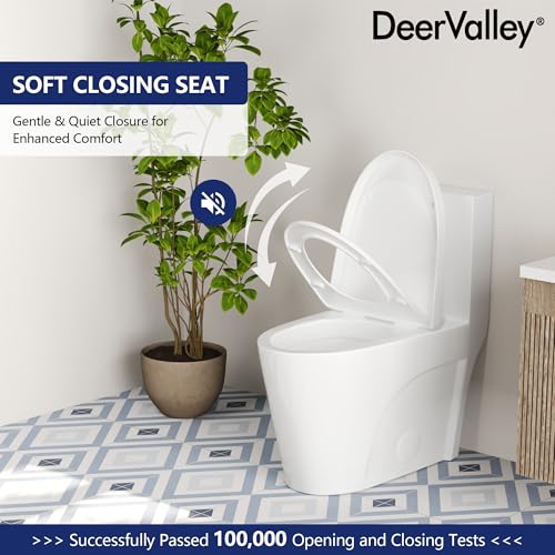 Image of DeerValley One-Piece Modern Toilet with Comfort Height | Elongated Bowl & Dual Flush | Seat Included