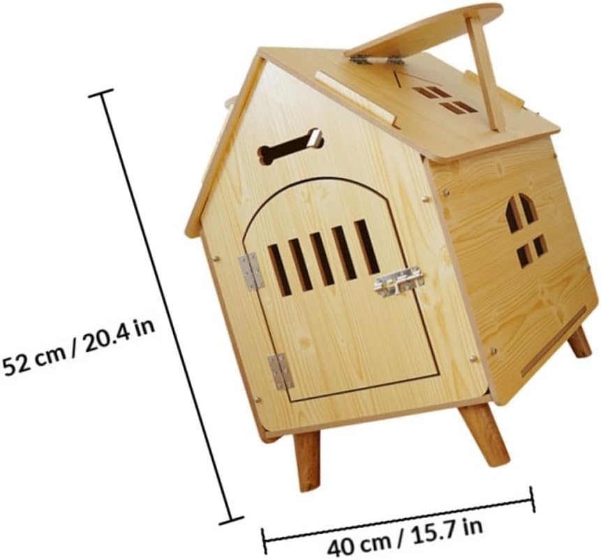 POPETPOP Wooden Dog House Outdoor Medium Garden Shelter Pet Sleeping Bed Simple Wooden Kennel for Dogs